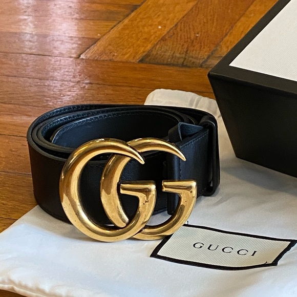 Black Gucci leather Belt size 85 width 3 inches - Picture 3 of 3
